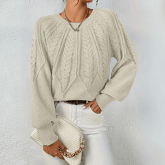 Women's Chunky Knit Crewneck Sweater Textured Design Cozy Casual Wear