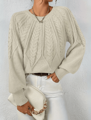 Women's Chunky Knit Crewneck Sweater Textured Design Cozy Casual Wear