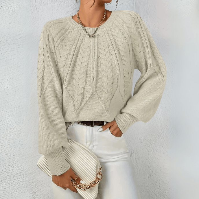 Women's Chunky Knit Crewneck Sweater Textured Design Cozy Casual Wear