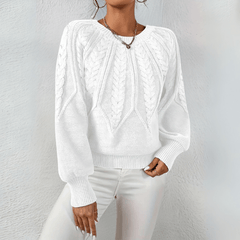 Women's Chunky Knit Crewneck Sweater Textured Design Cozy Casual Wear