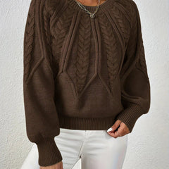Women's Chunky Knit Crewneck Sweater Textured Design Cozy Casual Wear