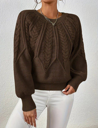 Women's Chunky Knit Crewneck Sweater Textured Design Cozy Casual Wear