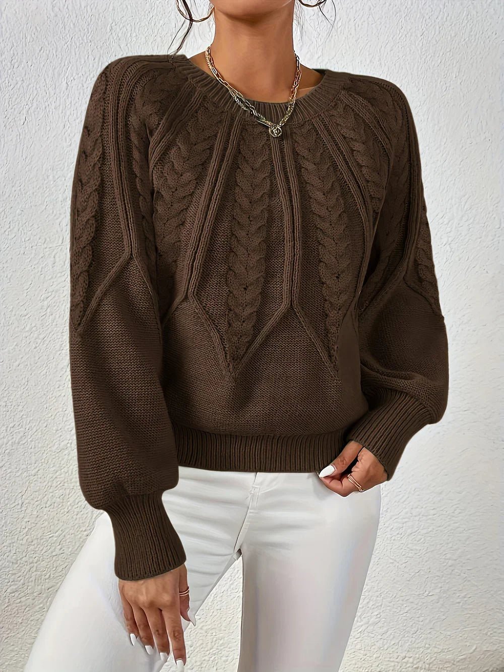 Women's Chunky Knit Crewneck Sweater Textured Design Cozy Casual Wear