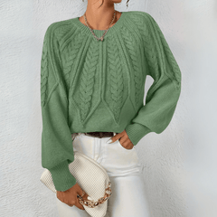 Women's Chunky Knit Crewneck Sweater Textured Design Cozy Casual Wear