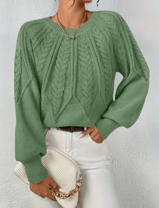 Women's Chunky Knit Crewneck Sweater Textured Design Cozy Casual Wear