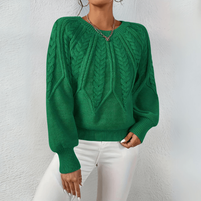 Women's Chunky Knit Crewneck Sweater Textured Design Cozy Casual Wear
