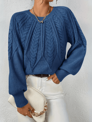 Women's Chunky Knit Crewneck Sweater Textured Design Cozy Casual Wear