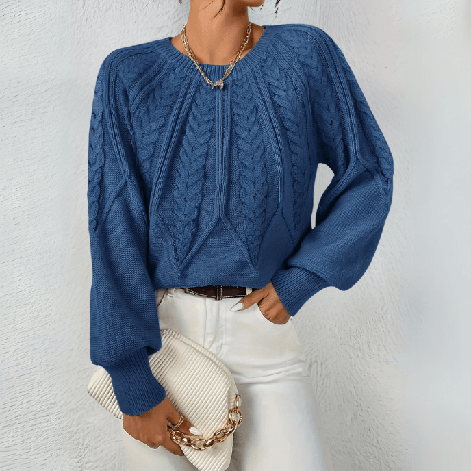 Women's Chunky Knit Crewneck Sweater Textured Design Cozy Casual Wear