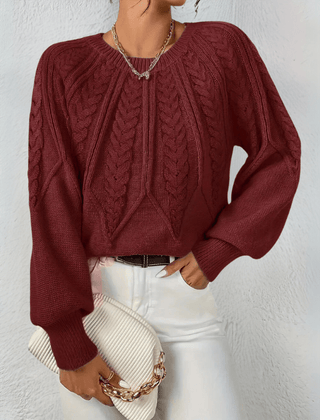 Women's Chunky Knit Crewneck Sweater Textured Design Cozy Casual Wear