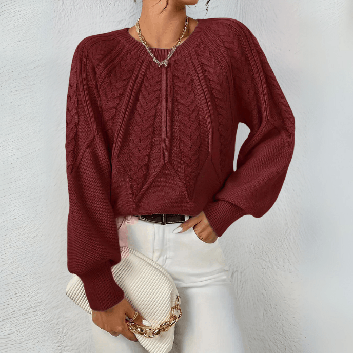 Women's Chunky Knit Crewneck Sweater Textured Design Cozy Casual Wear