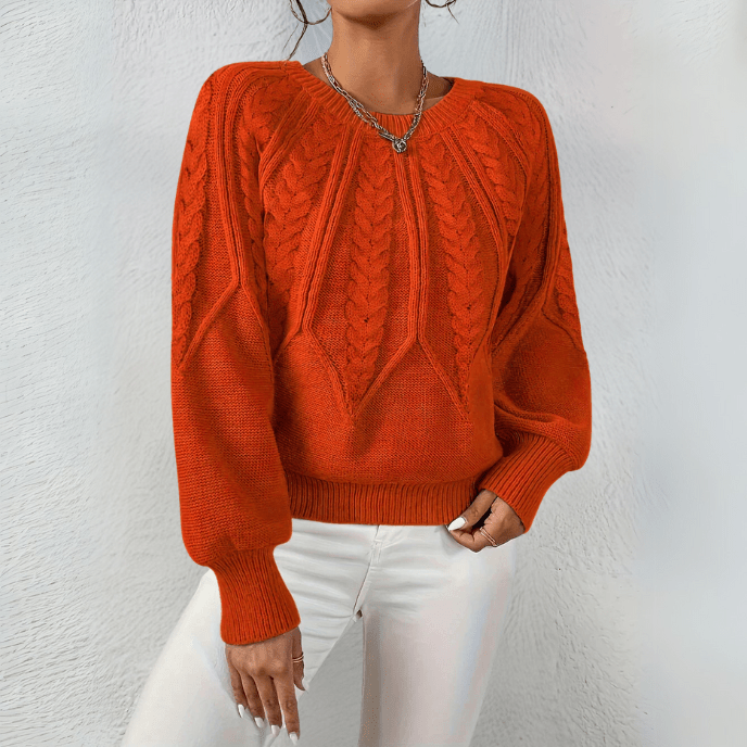 Women's Chunky Knit Crewneck Sweater Textured Design Cozy Casual Wear