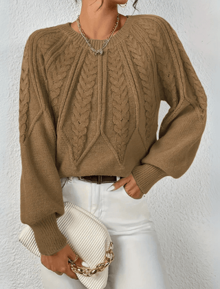 Women's Chunky Knit Crewneck Sweater Textured Design Cozy Casual Wear