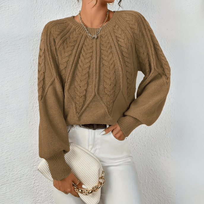 Women's Chunky Knit Crewneck Sweater Textured Design Cozy Casual Wear