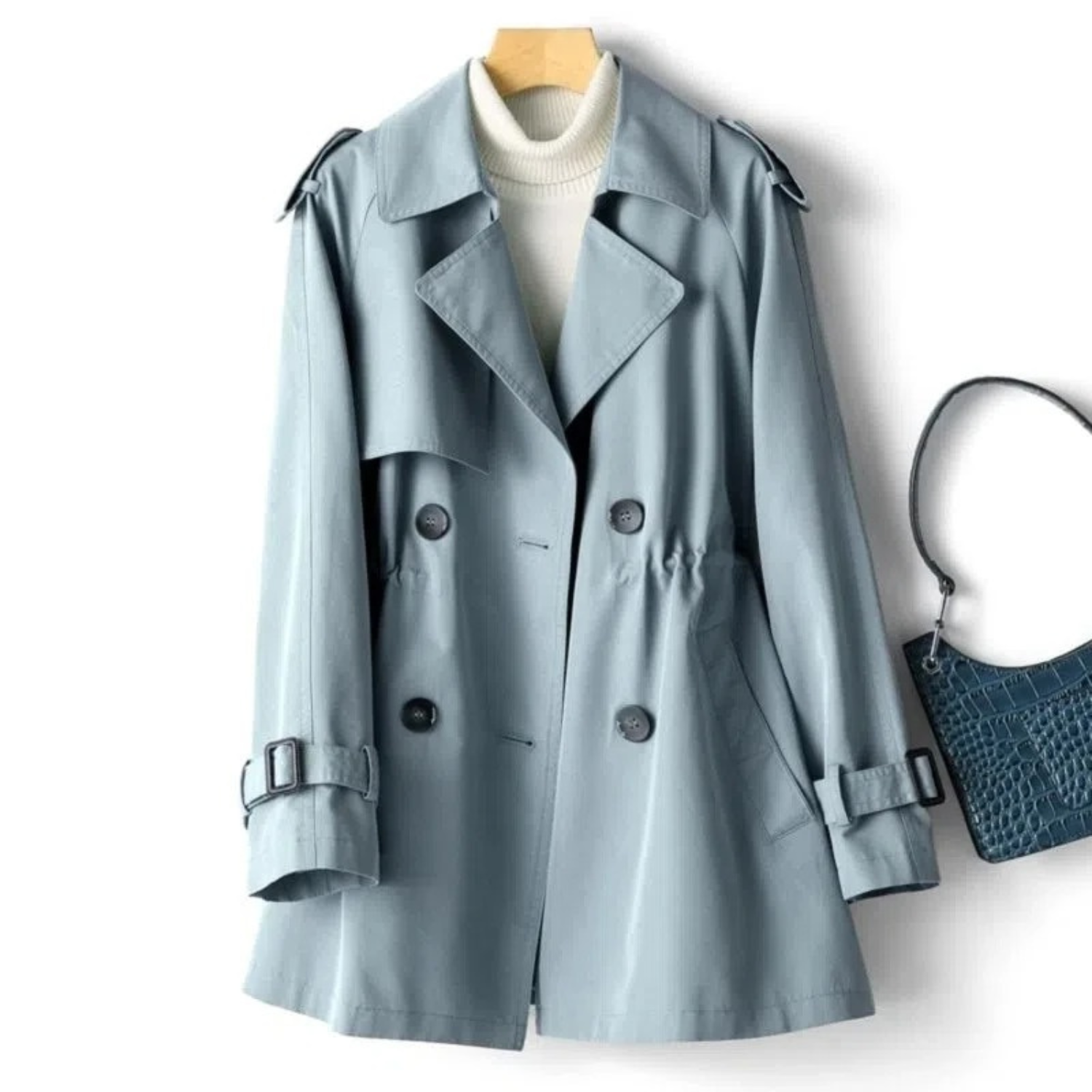 Women's Classic Trench Coat Notch-Lapel Long Sleeve Mid-Length Stylish Outerwear