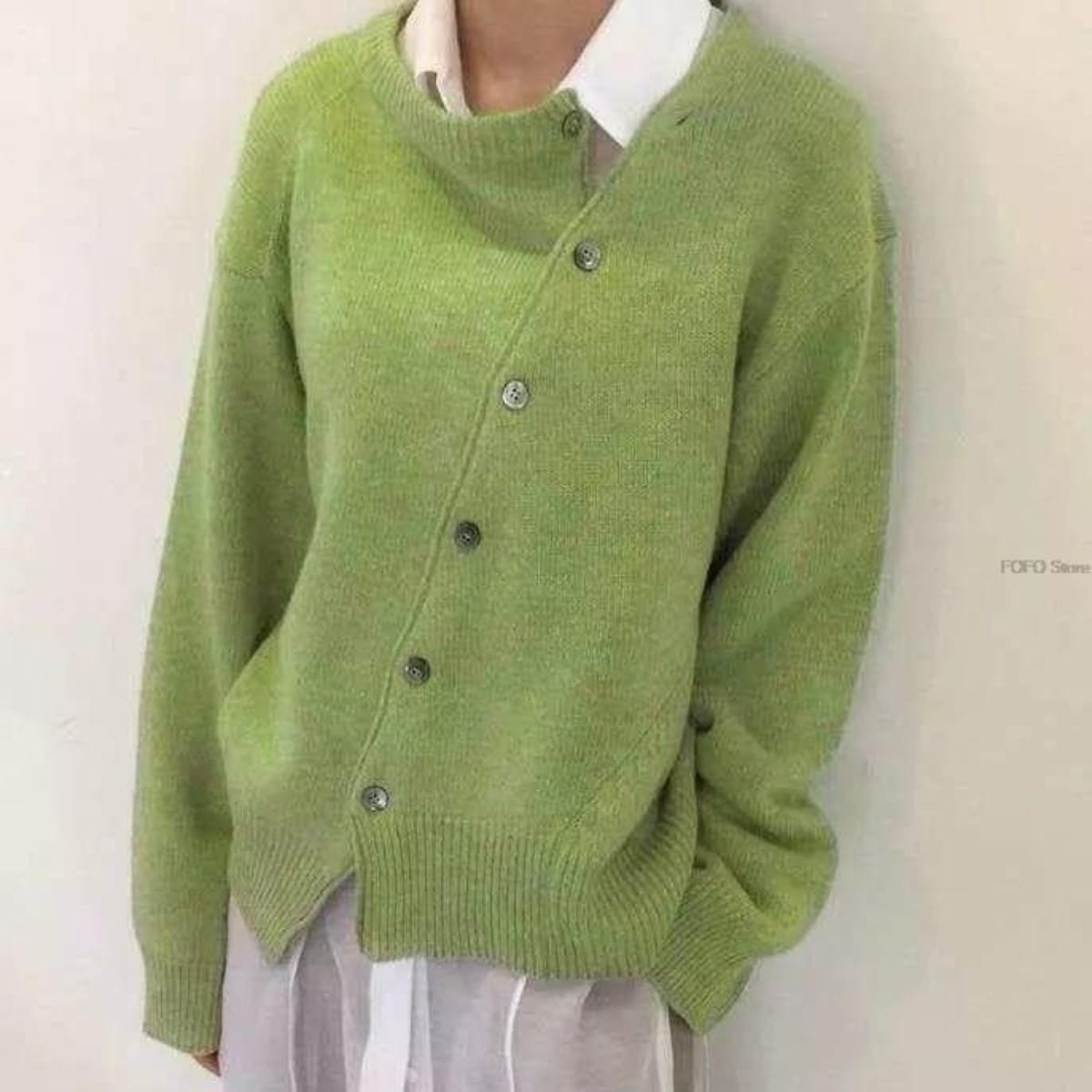 Women's Asymmetric Wrap Cardigan Stand Collar Stylish Layered Casual