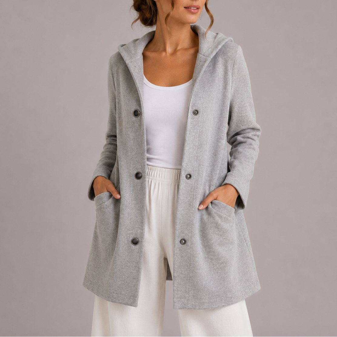 Women's Casual Hooded Cardigan Relaxed Fit Long Sleeve Open Front Everyday Layering