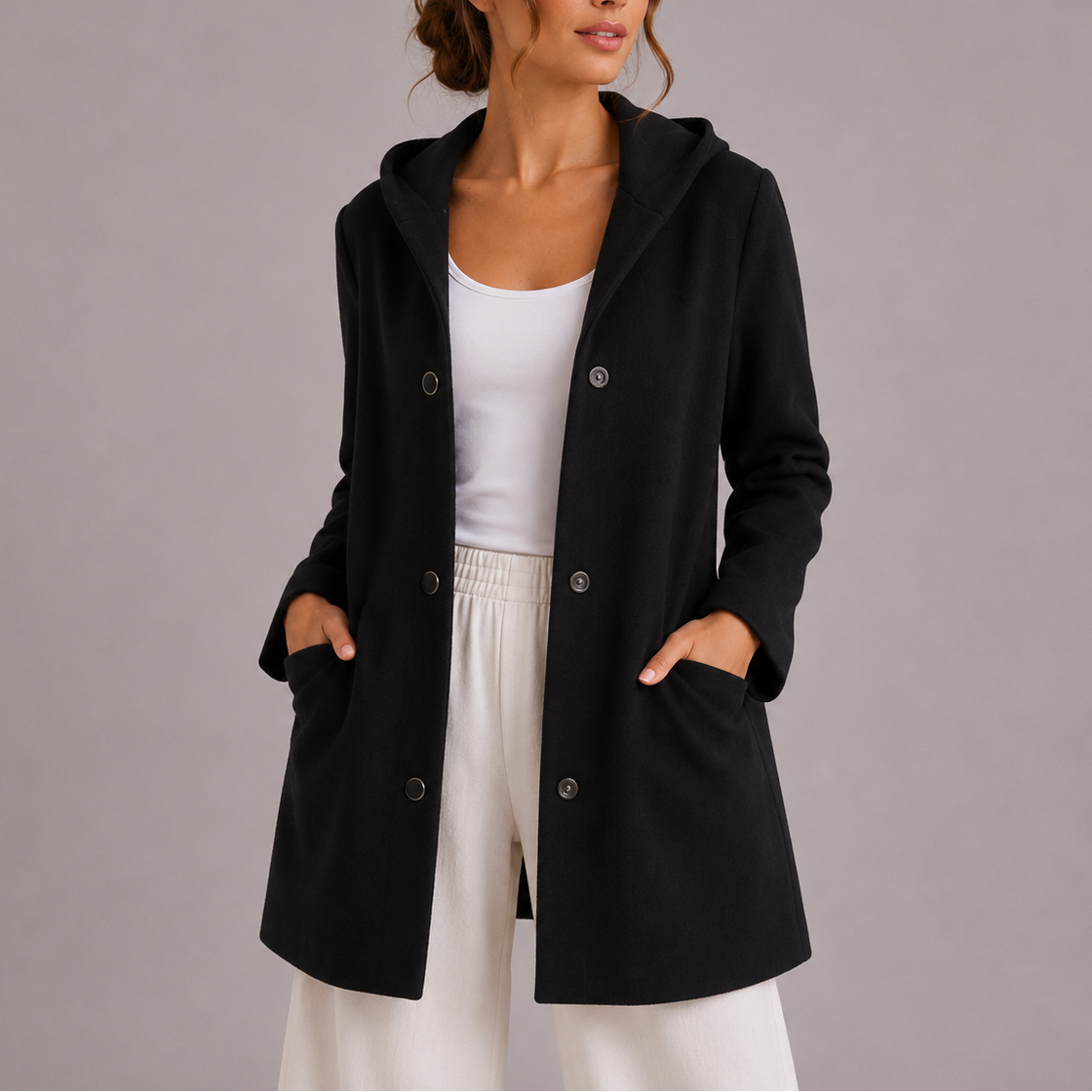 Women's Casual Hooded Cardigan Relaxed Fit Long Sleeve Open Front Everyday Layering