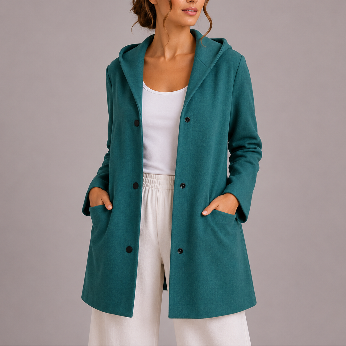 Women's Casual Hooded Cardigan Relaxed Fit Long Sleeve Open Front Everyday Layering