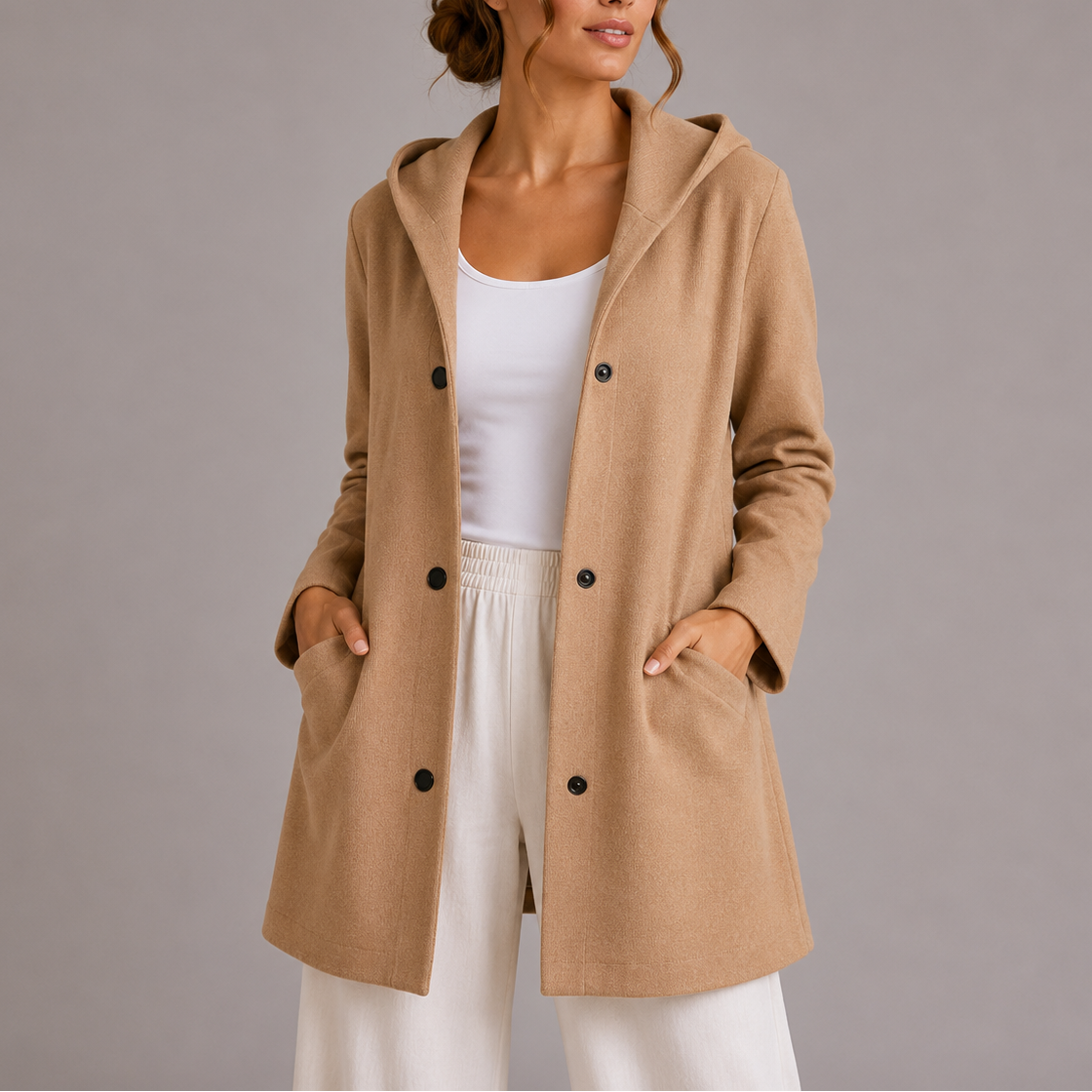 Women's Casual Hooded Cardigan Relaxed Fit Long Sleeve Open Front Everyday Layering