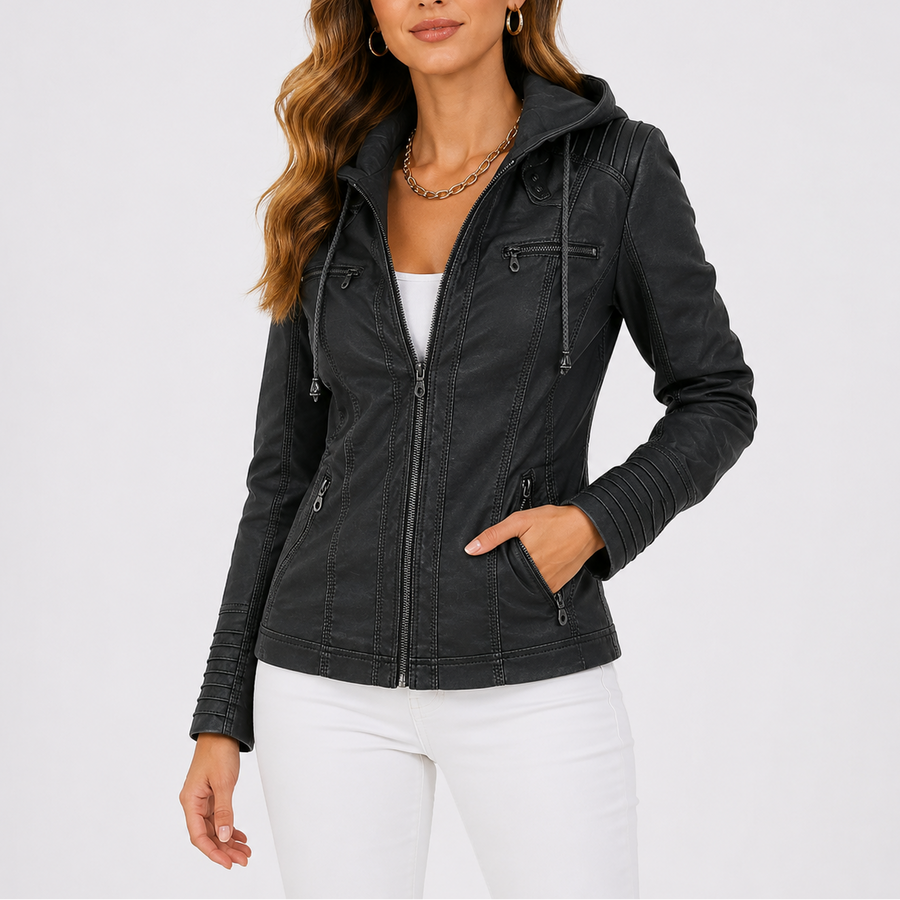 Women's Hooded Jacket Zip Pockets Casual Stylish Everyday Layering