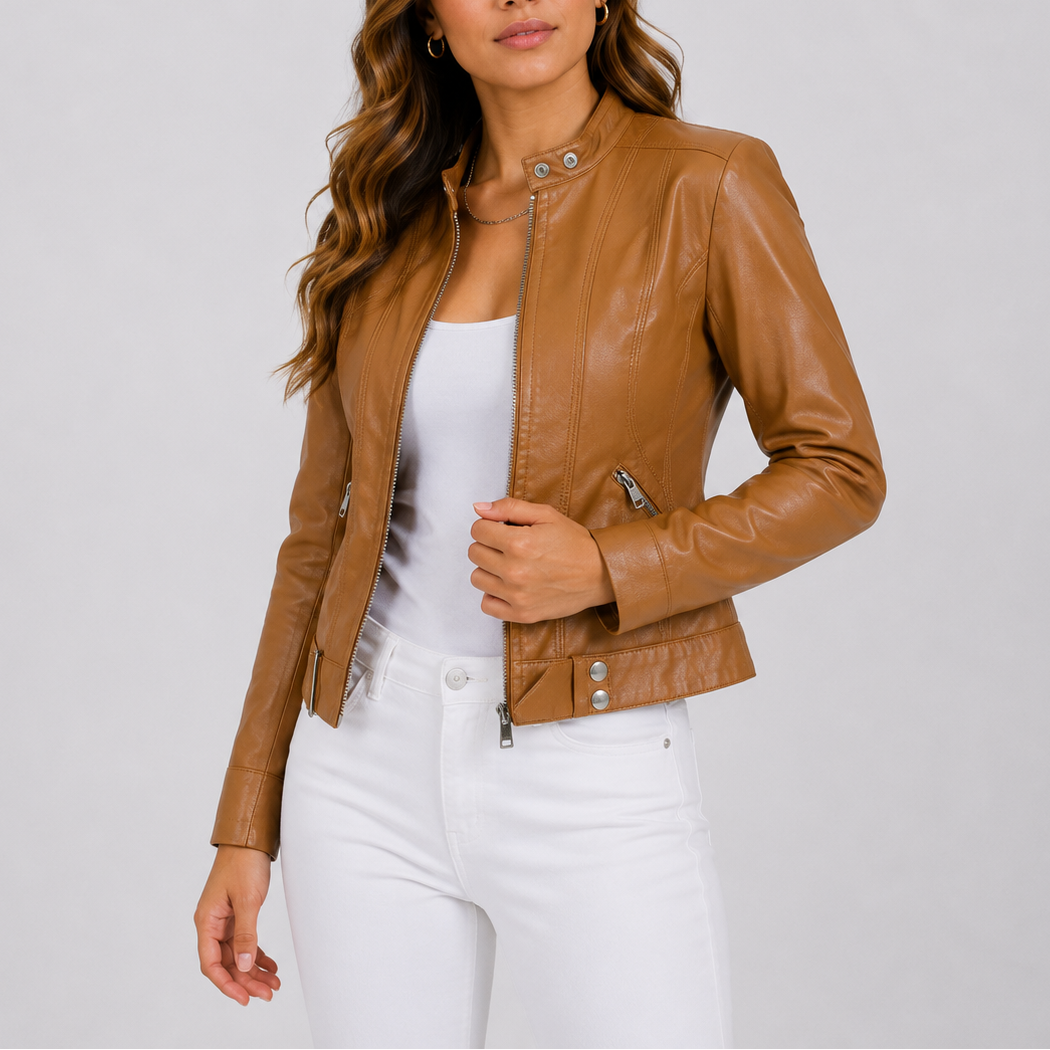 Women's Classic Biker Jacket Zip Pockets Asymmetrical Closure Edgy Everyday