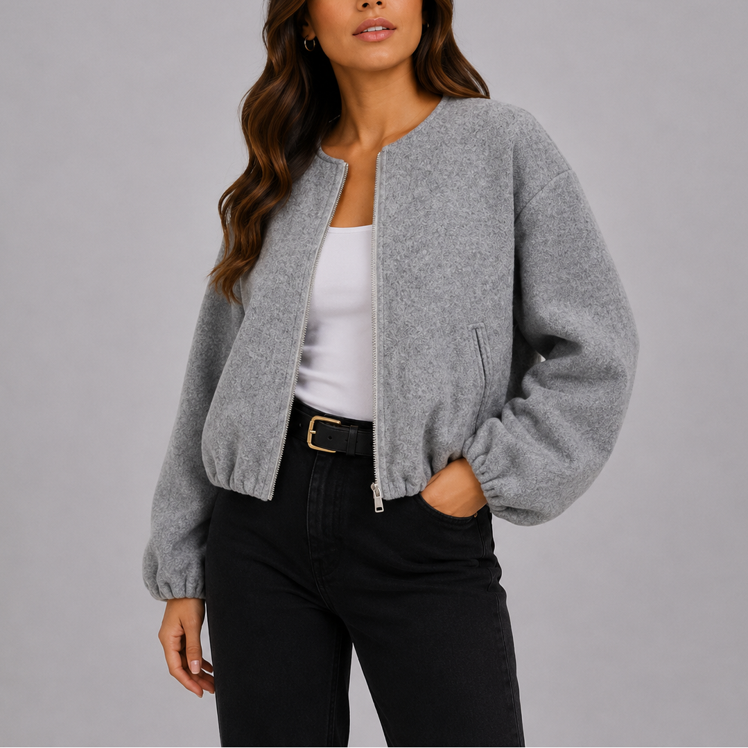 Women's Bomber Jacket Zip-Up Casual Fit Relaxed Style Everyday Wear