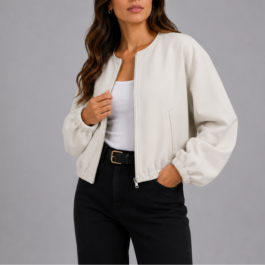Women's Bomber Jacket Zip-Up Casual Fit Relaxed Style Everyday Wear