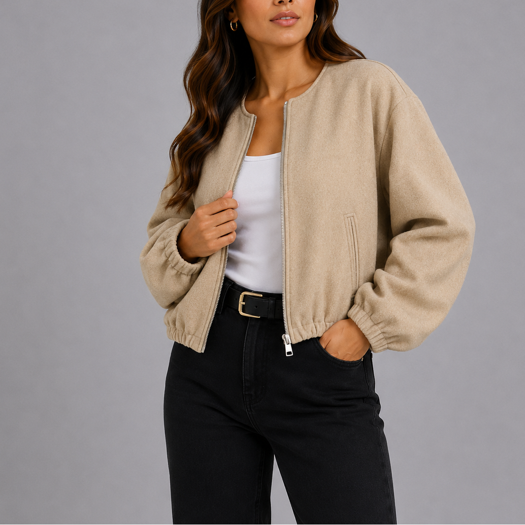 Women's Bomber Jacket Zip-Up Casual Fit Relaxed Style Everyday Wear