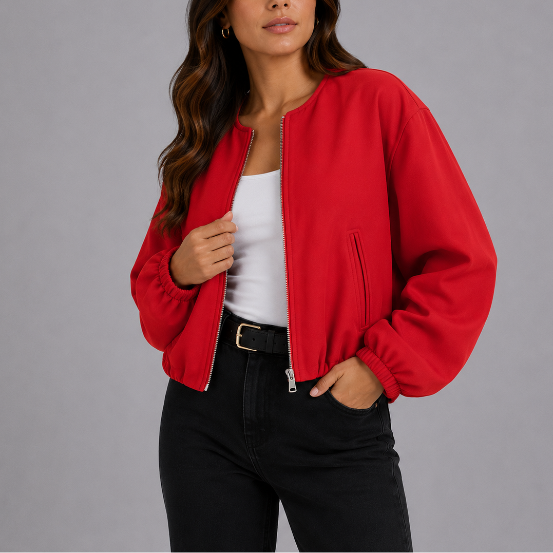 Women's Bomber Jacket Zip-Up Casual Fit Relaxed Style Everyday Wear