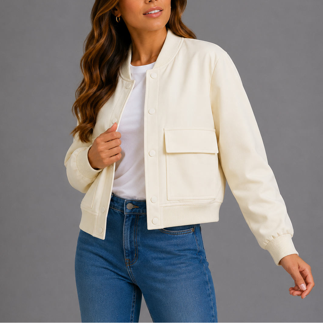 Women's Casual Bomber Jacket Lightweight Relaxed Fit Zip-Up Everyday Style