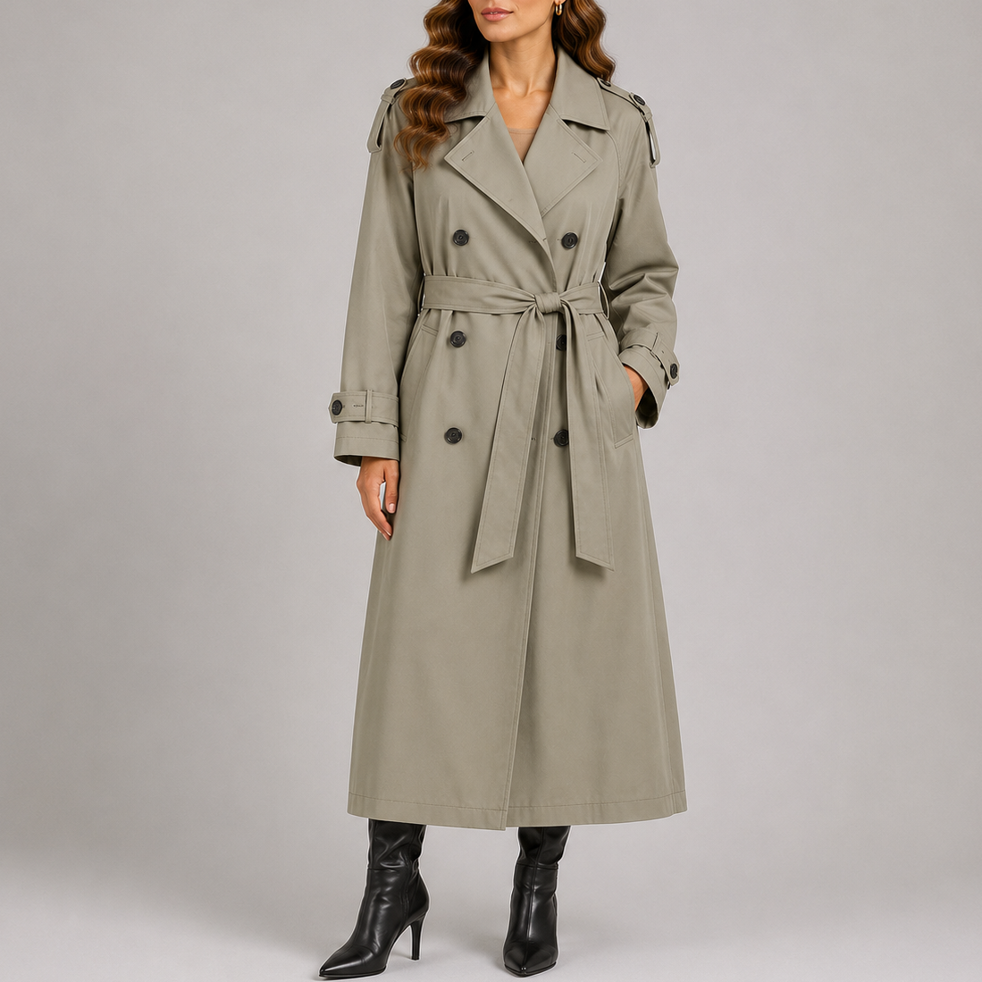 Women's Classic Trench Coat Long Sleeve Double-Breasted Stylish Everyday
