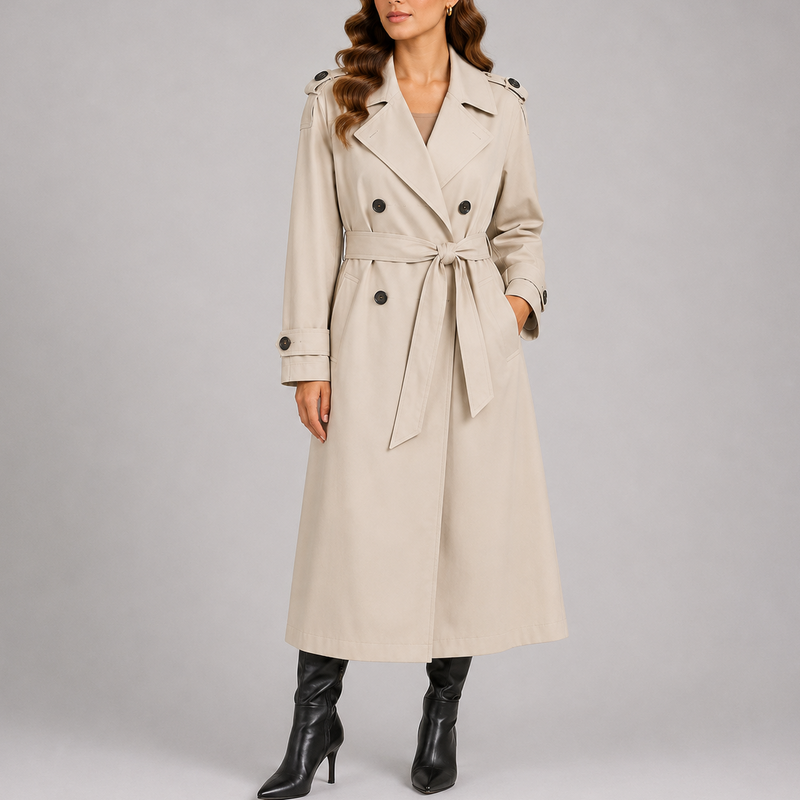 Women's Classic Trench Coat Long Sleeve Double-Breasted Stylish Everyday