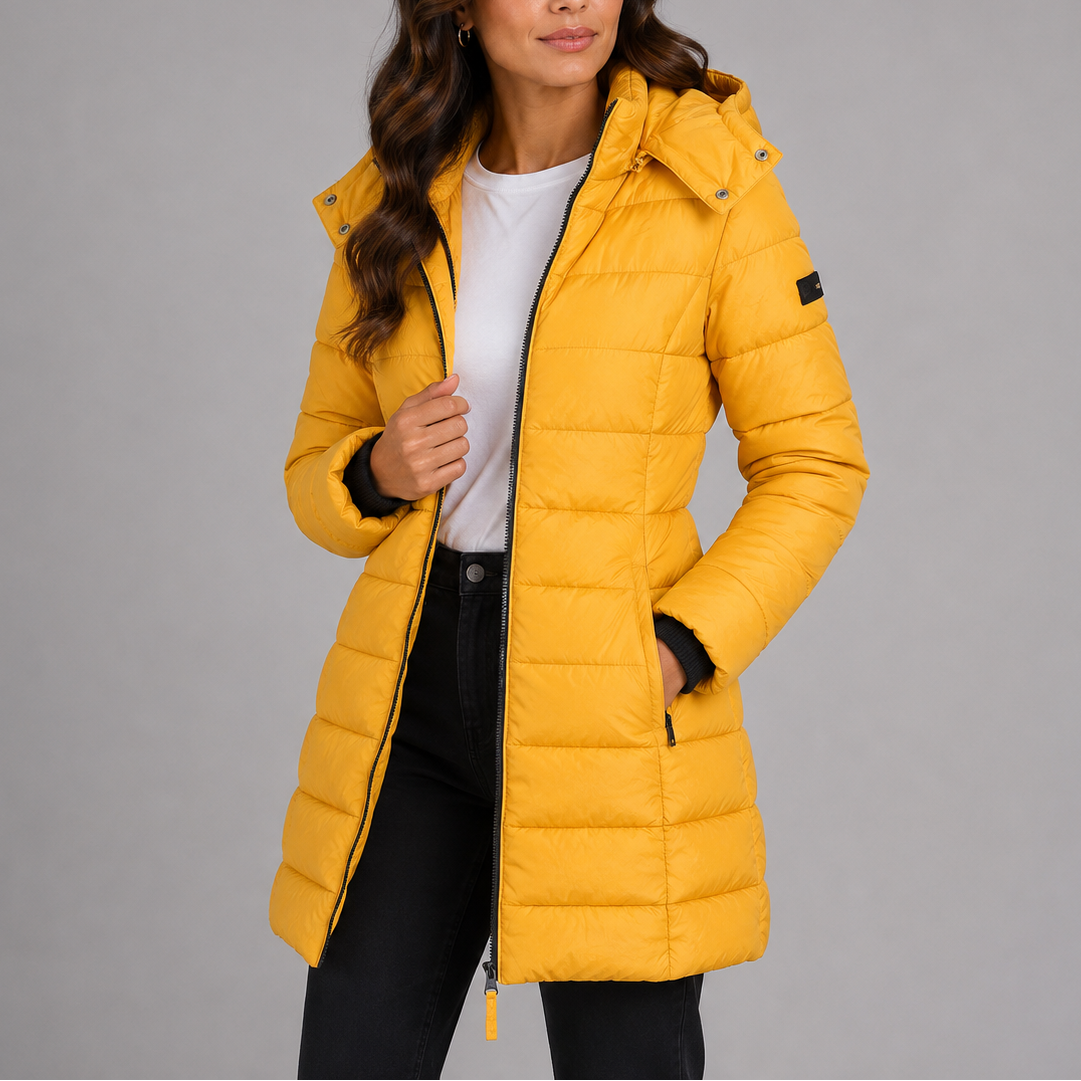 Women's Insulated Hooded Puffer Jacket Long Sleeve Zippered Casual Winter