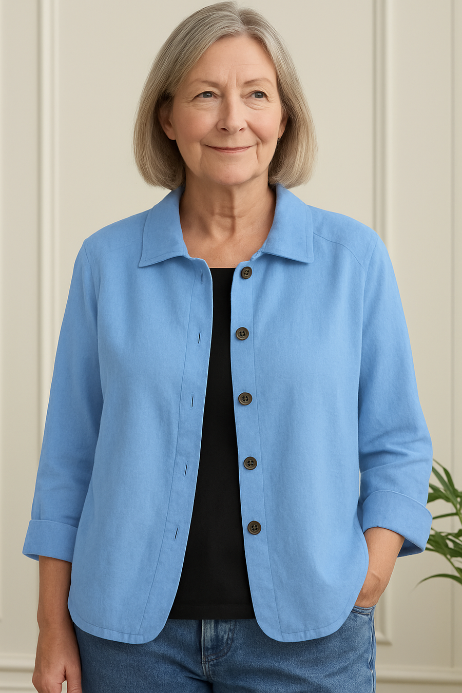 Women's Cardigan Jacket Shirt Collar Open Front Lightweight Layering