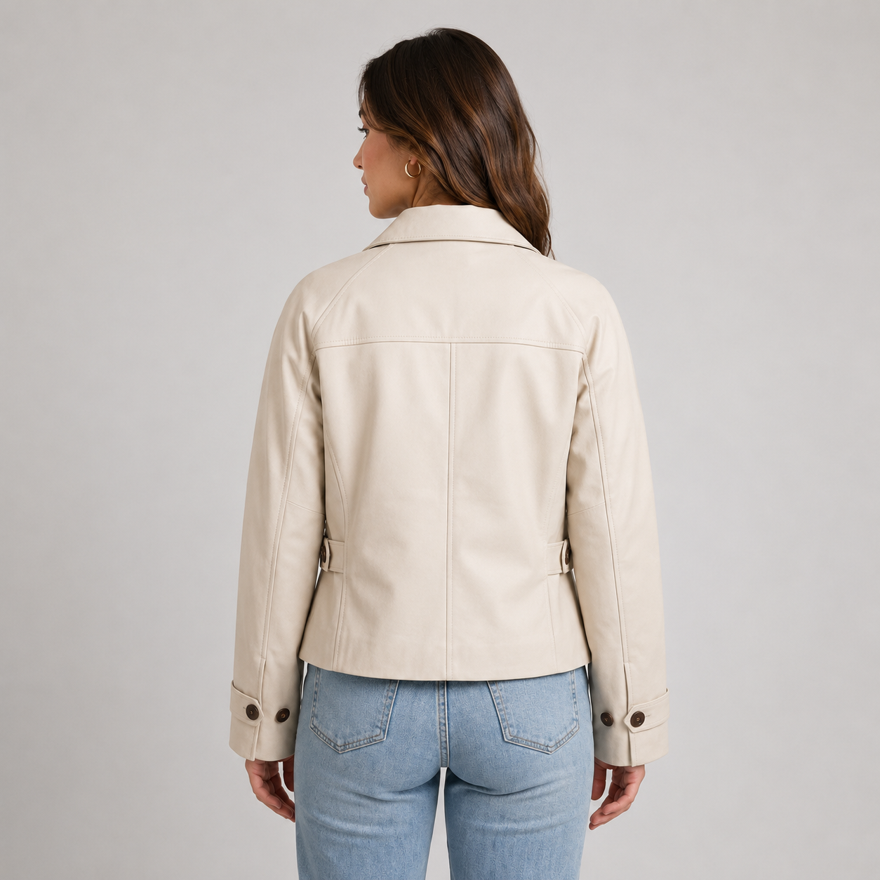 Women's Cropped Jacket Button Front Classic Collar Stylish Casual Layering
