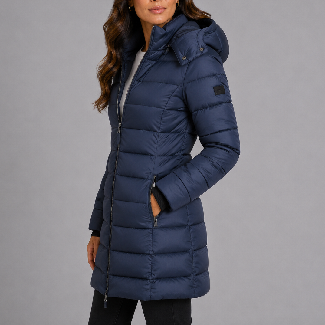 Women's Insulated Hooded Puffer Jacket Long Sleeve Zippered Casual Winter