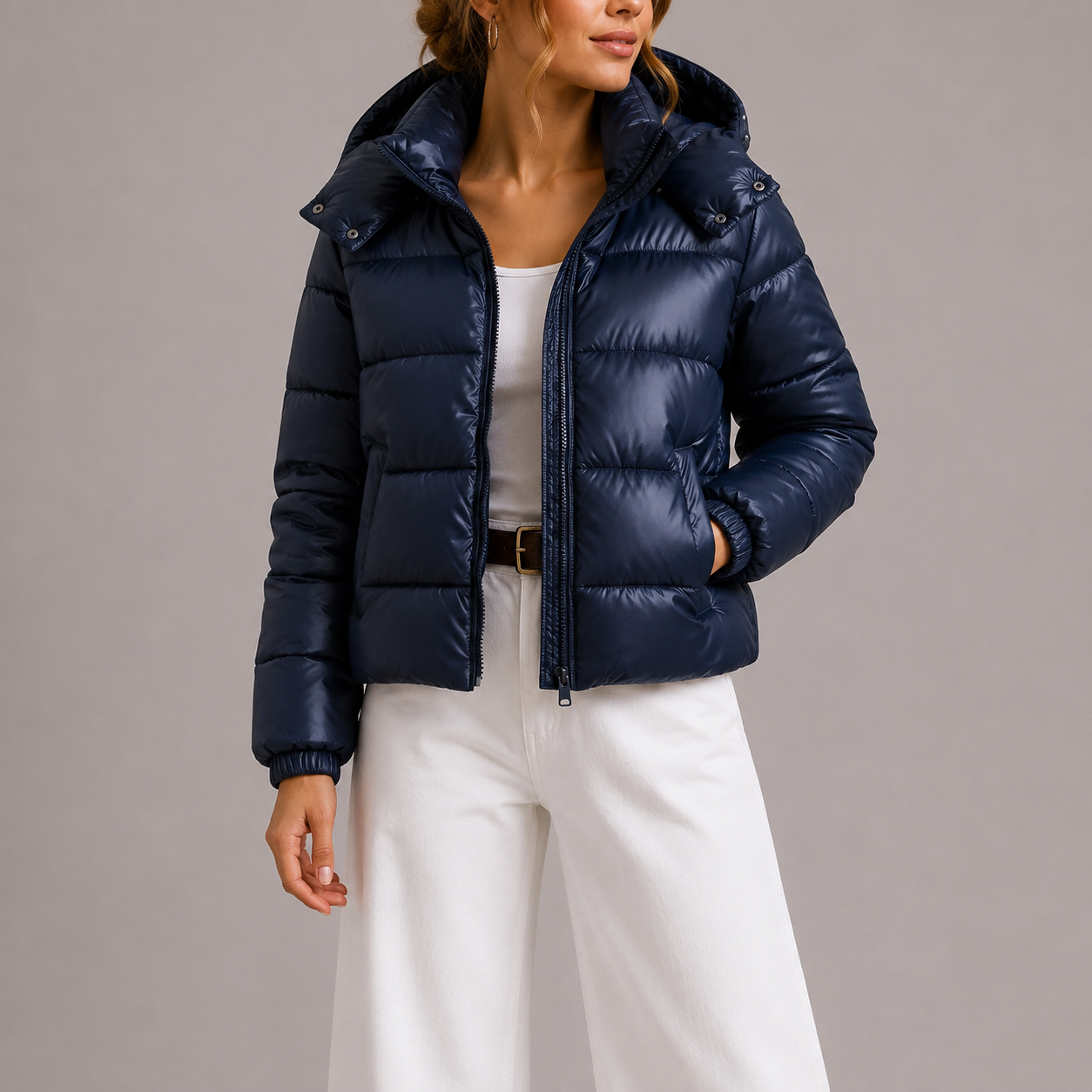 Women's Insulated Hooded Puffer Jacket Quilted Warm Layering Winter Outerwear