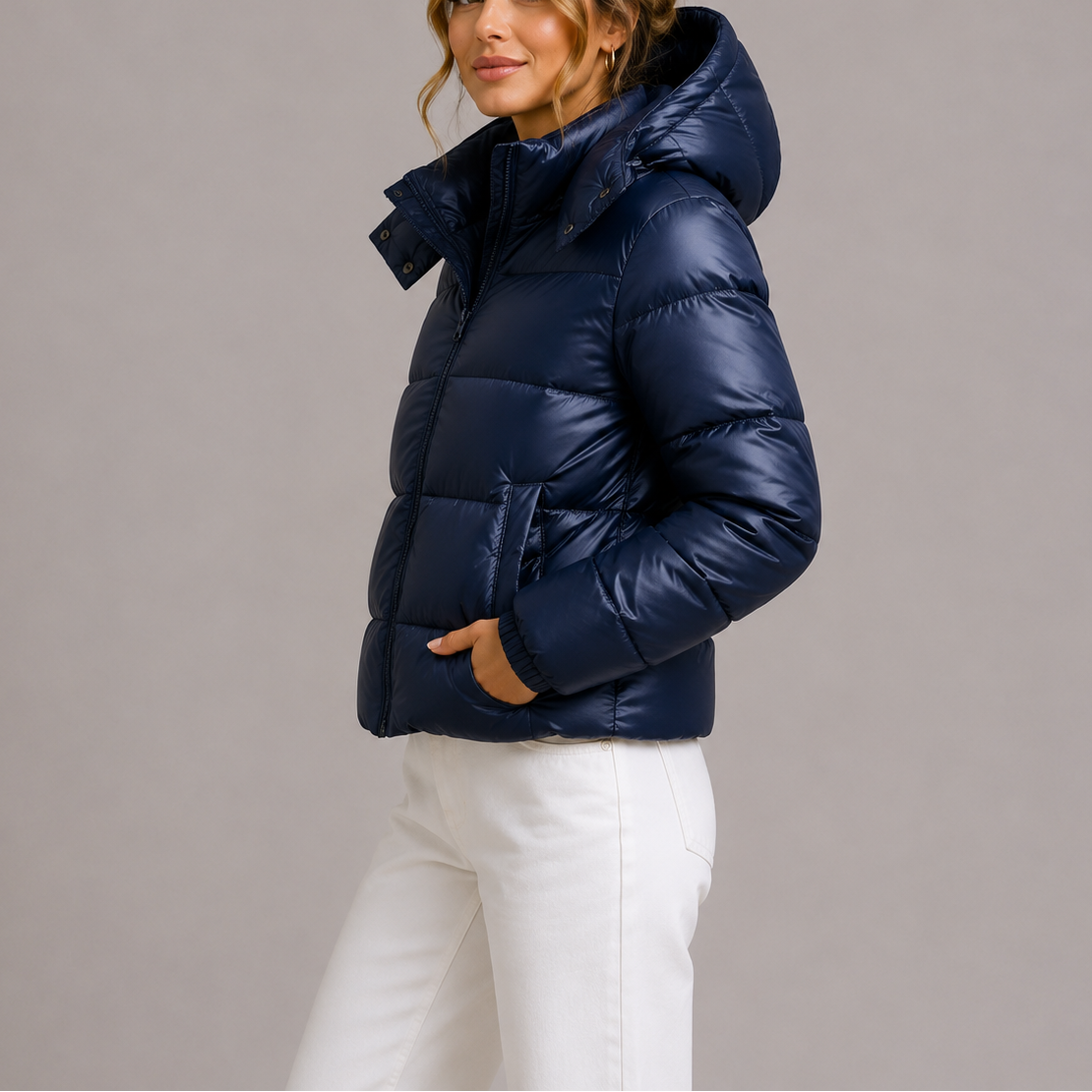 Women's Insulated Hooded Puffer Jacket Quilted Warm Layering Winter Outerwear
