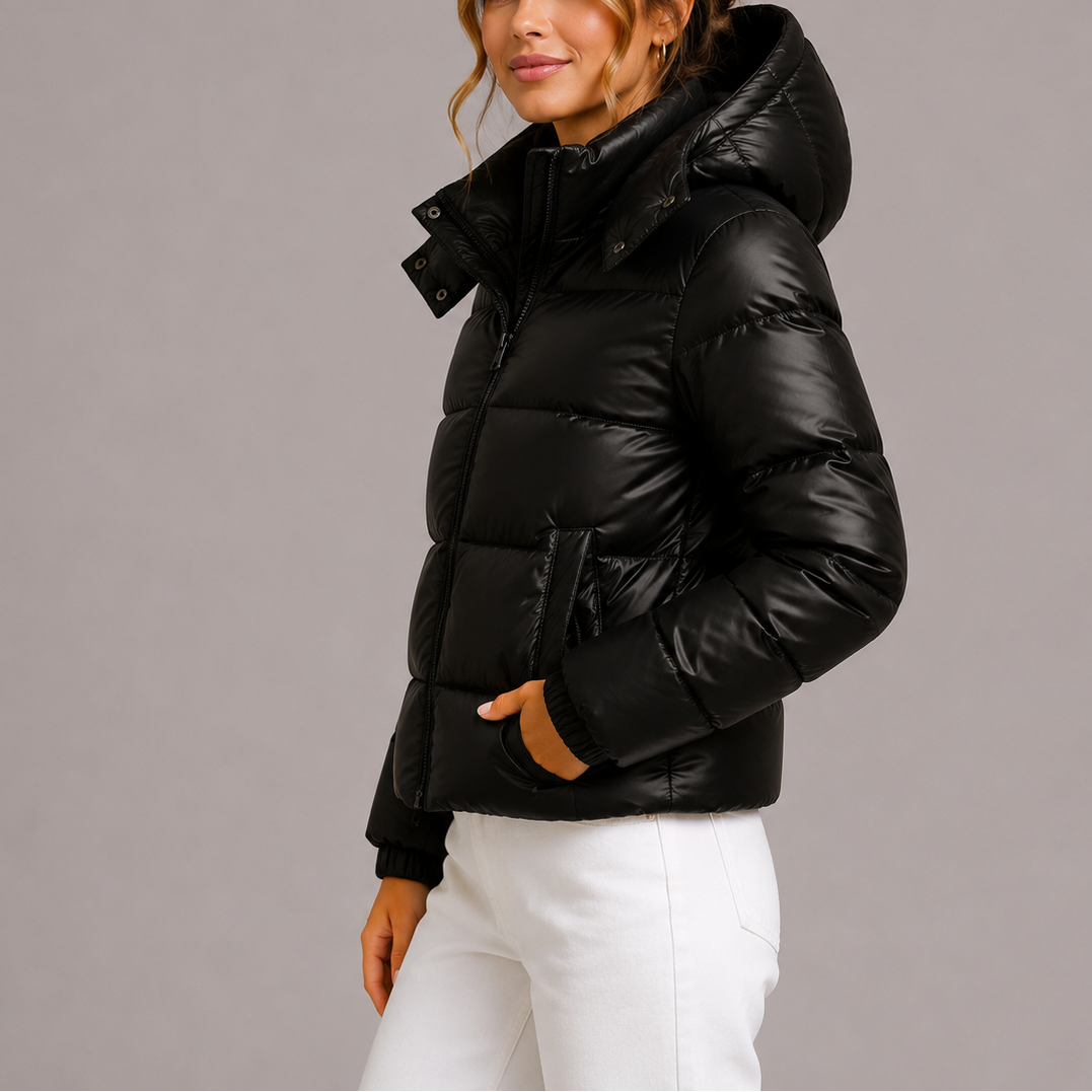 Women's Insulated Hooded Puffer Jacket Quilted Warm Layering Winter Outerwear