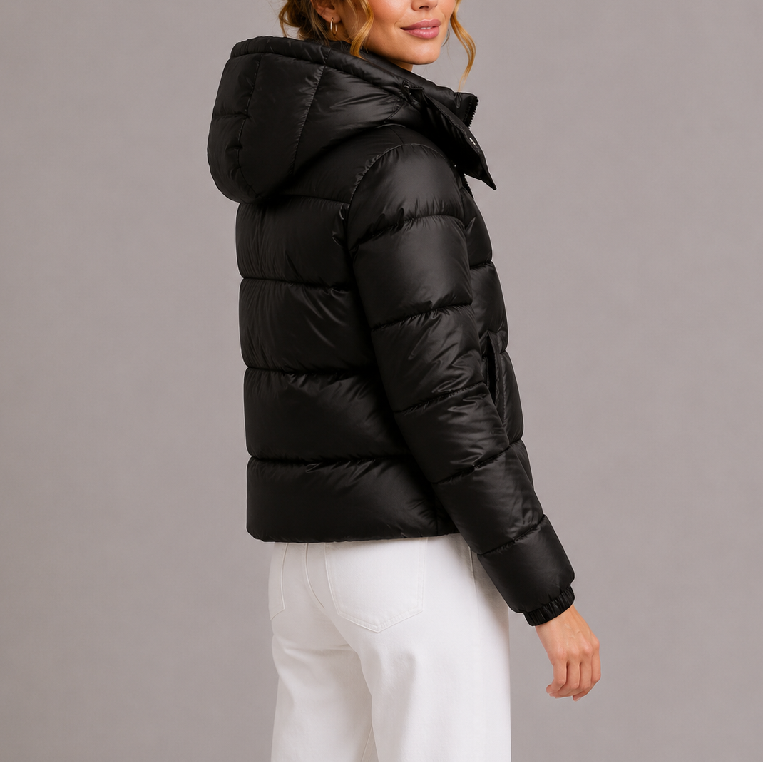 Women's Insulated Hooded Puffer Jacket Quilted Warm Layering Winter Outerwear