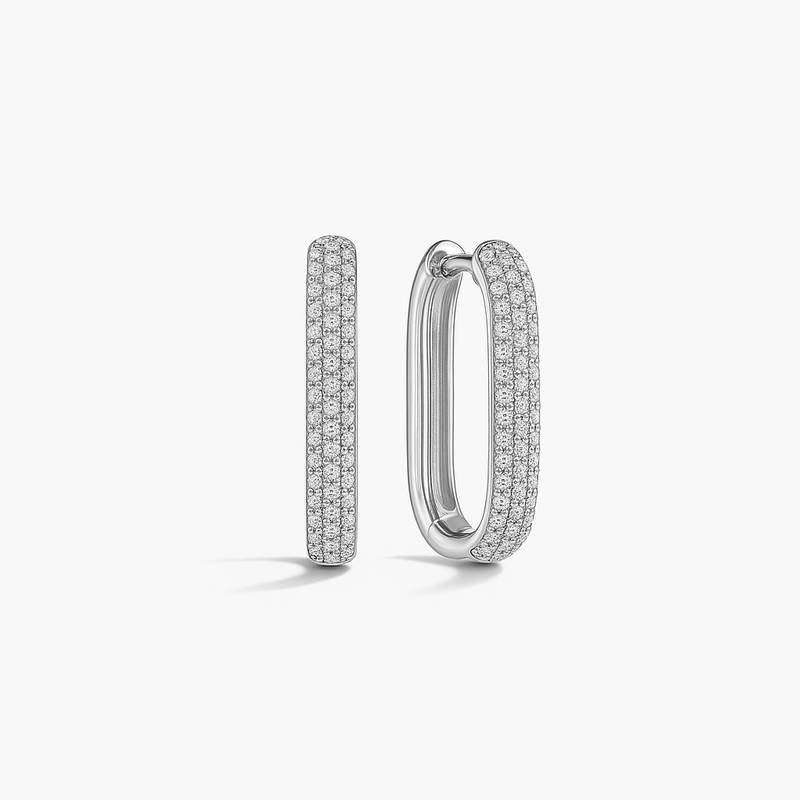 Women's White Gold Pavé Hoops Statement Jewellery Jewelry Gift for Women Weddings Parties Prom and Everyday Wear