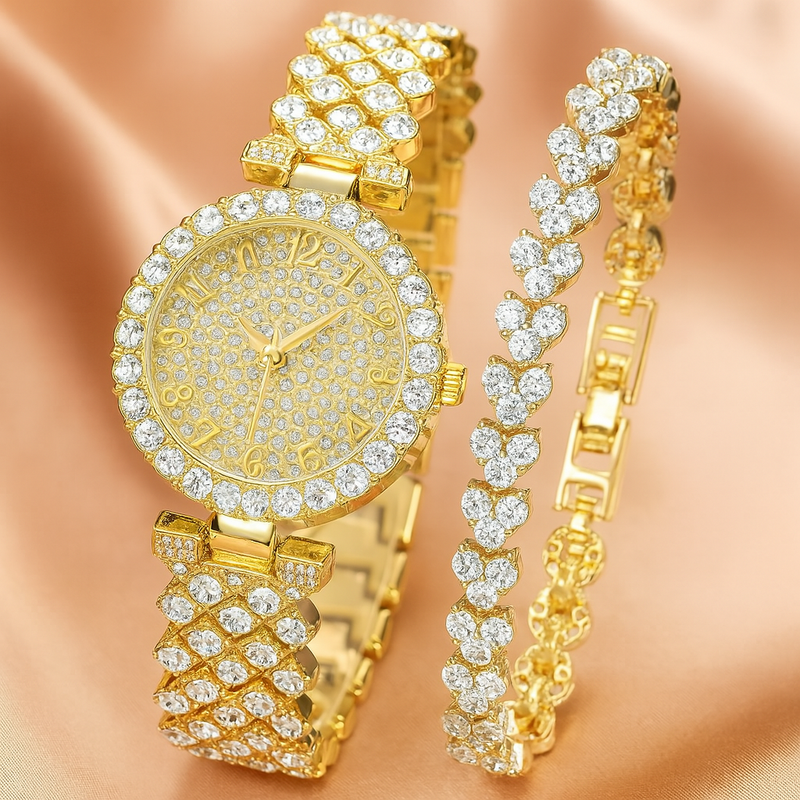 Women's Gold Watch Bracelet Set Statement Jewellery Jewelry Gift for Women Weddings Parties Prom and Everyday Wear