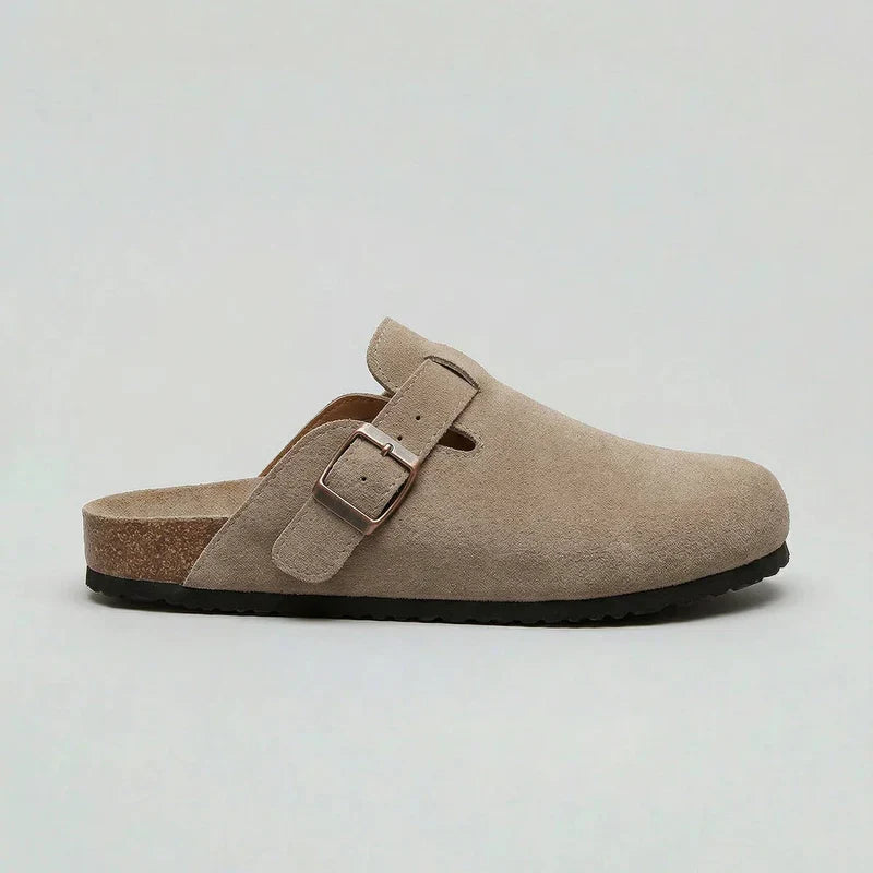 Men's Suede Clogs Adjustable Buckle Slip-On Stylish Everyday Footwear