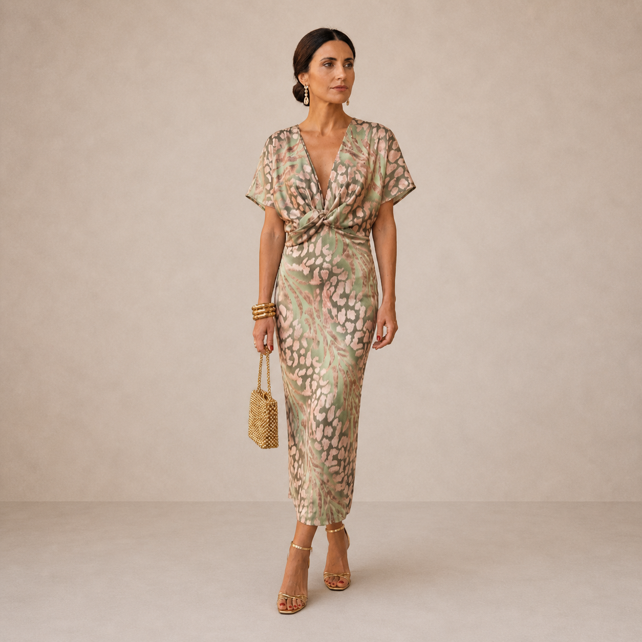 Women's Copper Midi Dress Outfit for Summer Holidays Weddings Parties and Everyday Wear