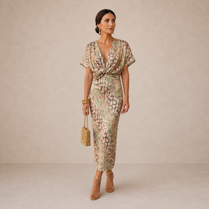 Women's Copper Midi Dress Outfit for Summer Holidays Weddings Parties and Everyday Wear