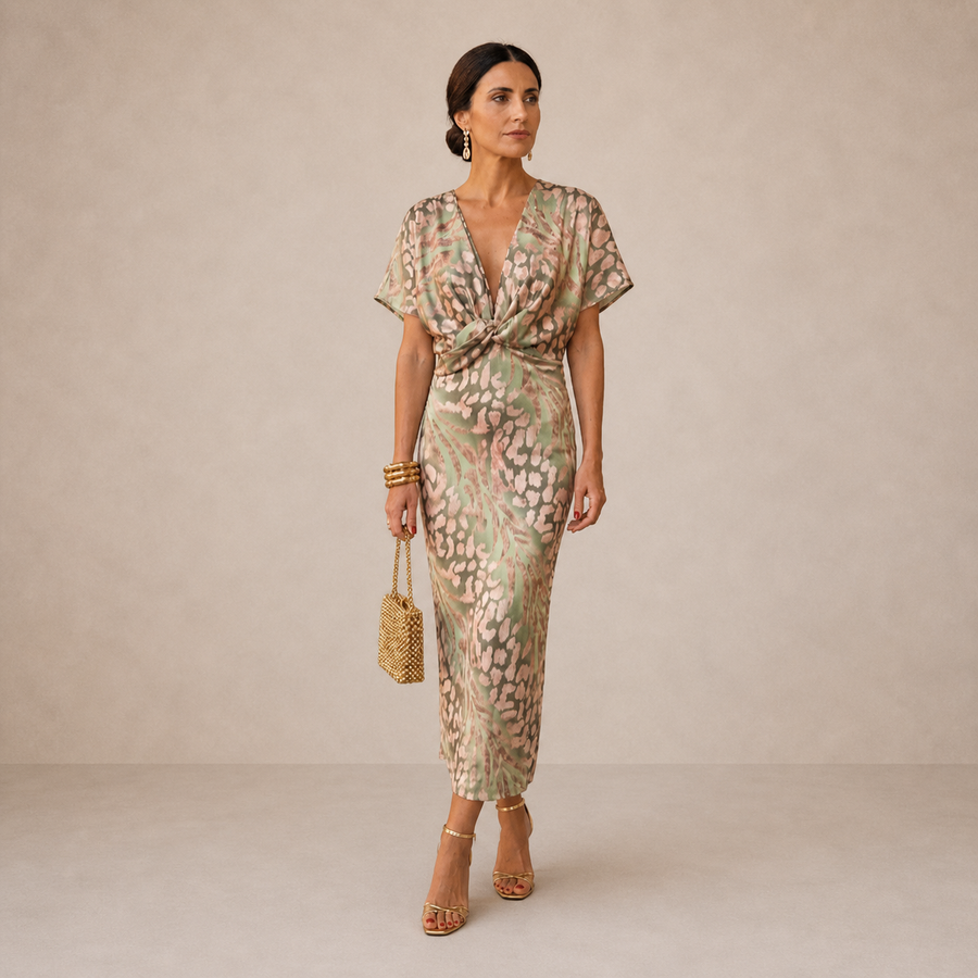 Women's Copper Midi Dress Outfit for Summer Holidays Weddings Parties and Everyday Wear