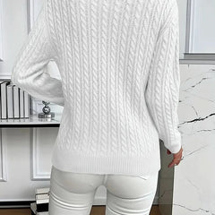 Women's Trendy Cable Knit Sweater Crewneck Long Sleeve Casual Layering