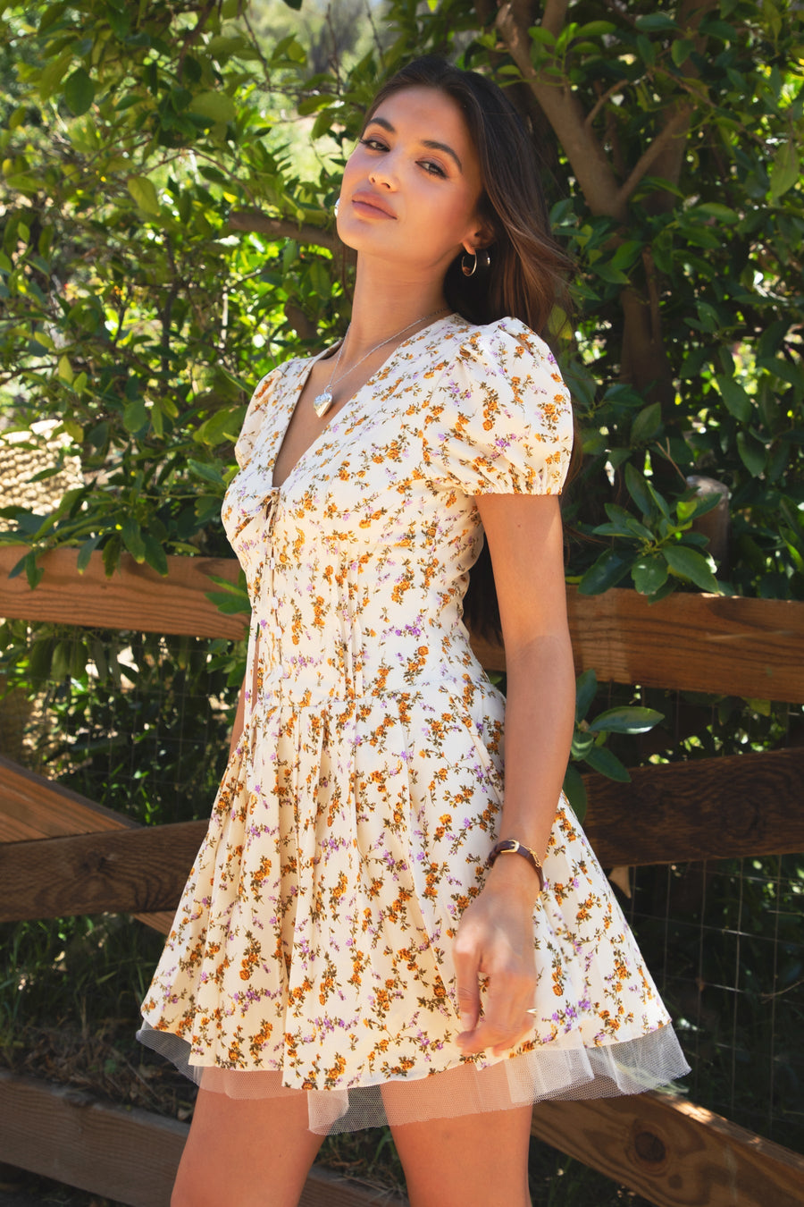 Women's Floral Print Tulle Mini Dress Outfit for Summer Holidays Weddings Parties and Everyday Wear
