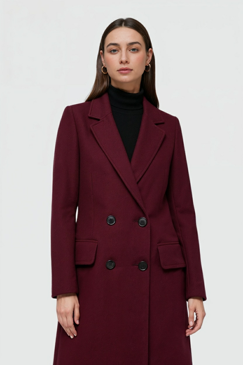 Women's Winter Coat Tailored Fit Long Sleeve Button Closure Warm Stylish