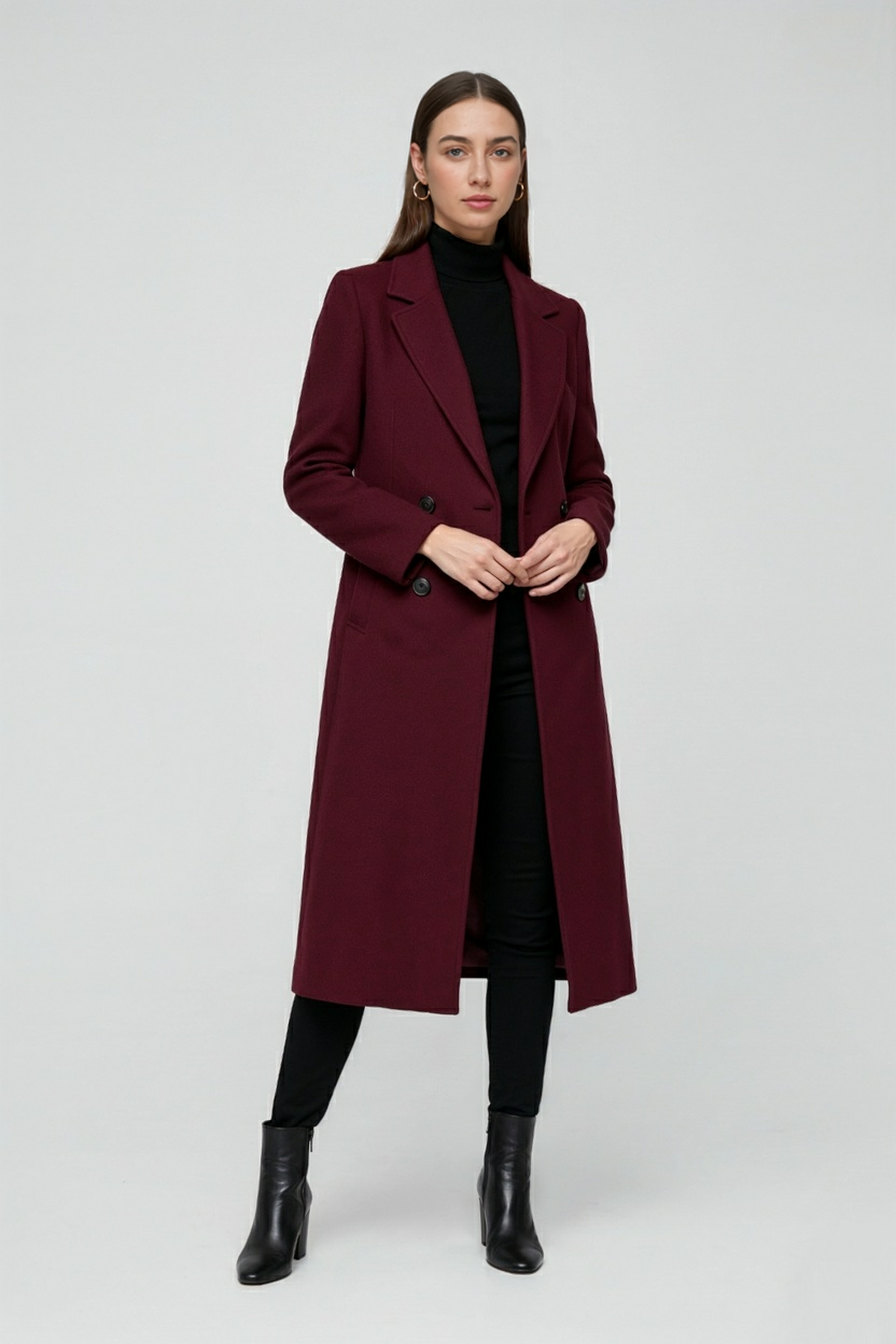 Women's Winter Coat Tailored Fit Long Sleeve Button Closure Warm Stylish